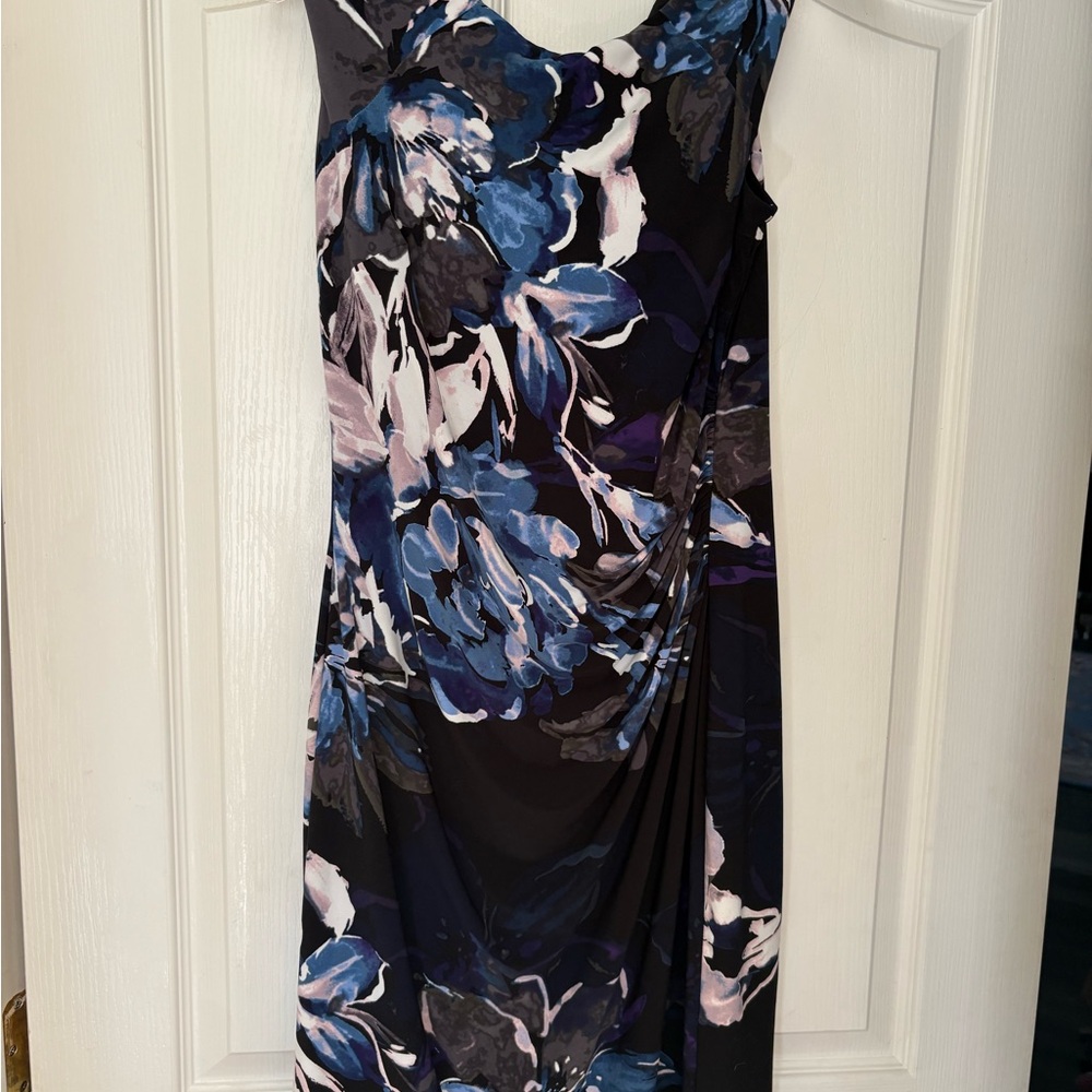 Floral Sleeveless Dress - Black and Blue